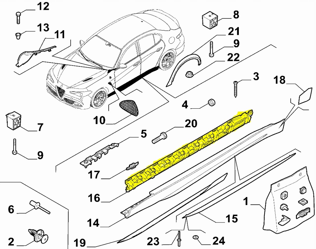 фото №1, Кронштейн накладки порога правой alfa romeo giulia 2.9 qv