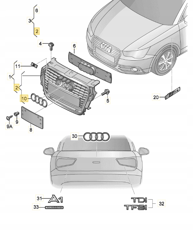 фото №7, Решётка радиатора vag audi a1 оригинальный 8x0853651t94