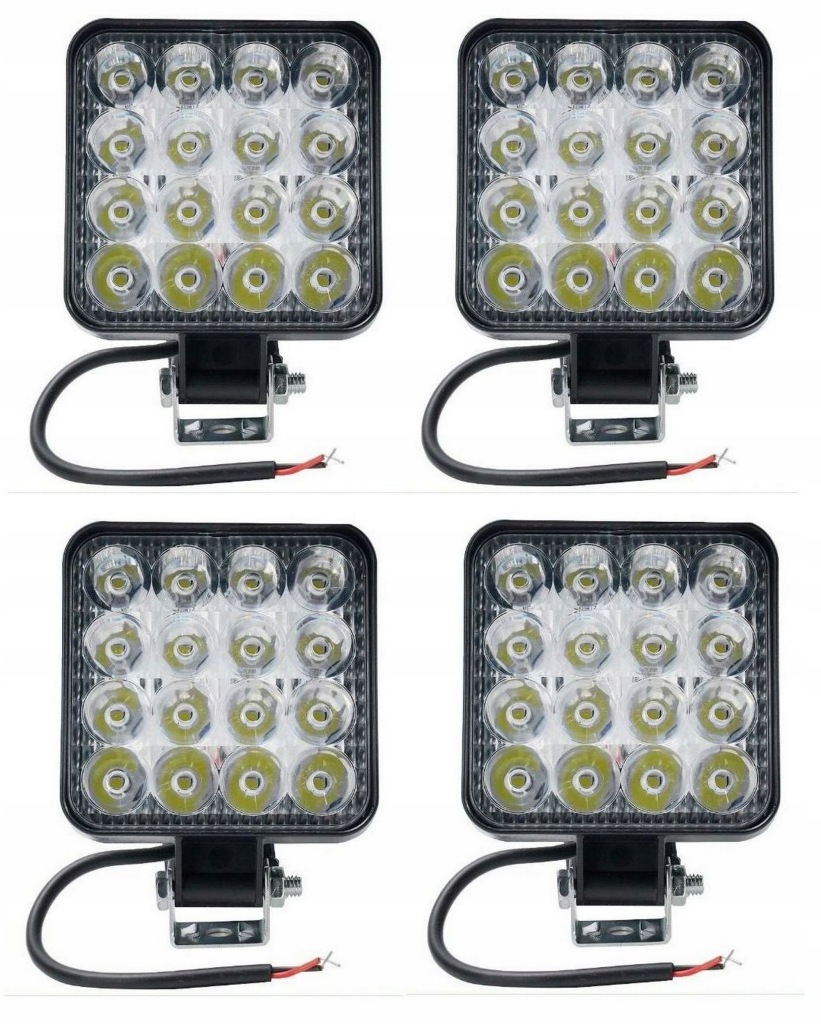 Купити Лампа робоча протитуманна фара 16 led 48w гомологація 12-24v ip67 83x83mm 4 штуки