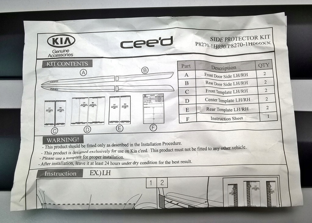 фото №11, Kia ceed i 2006-2012 5d накладки дверь комплект оригинальный номер p8270-1h030