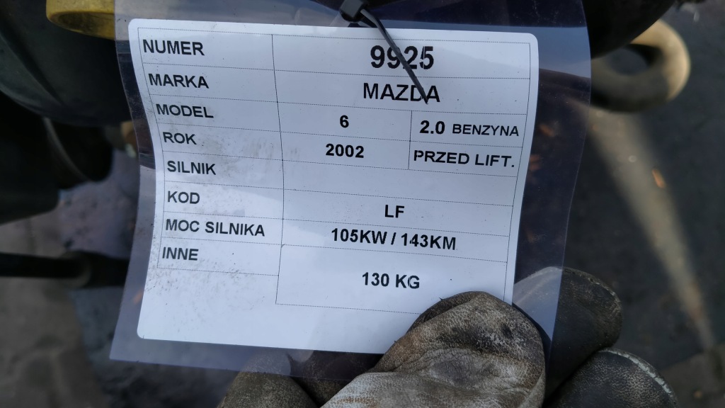 Mazda 6 2,0b 105kw 143km двигун lf Зі Шроту