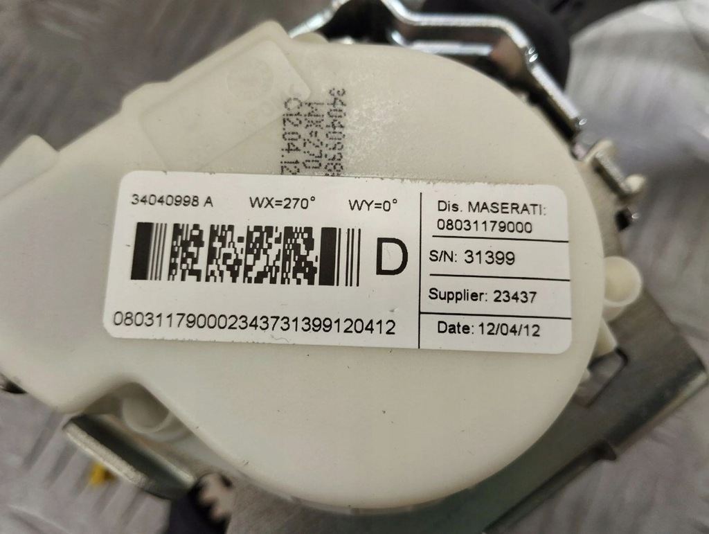 фото №5, Maserati granturismo 2012 pas безопасности сиденье заднего 08031179000