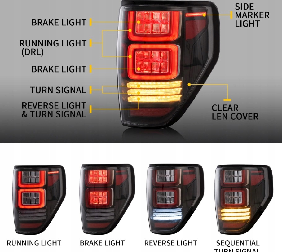 Купити Фари задні комплект  vland full led неон тюнінг ford f150 f-150 xii mk 12 2008-14
