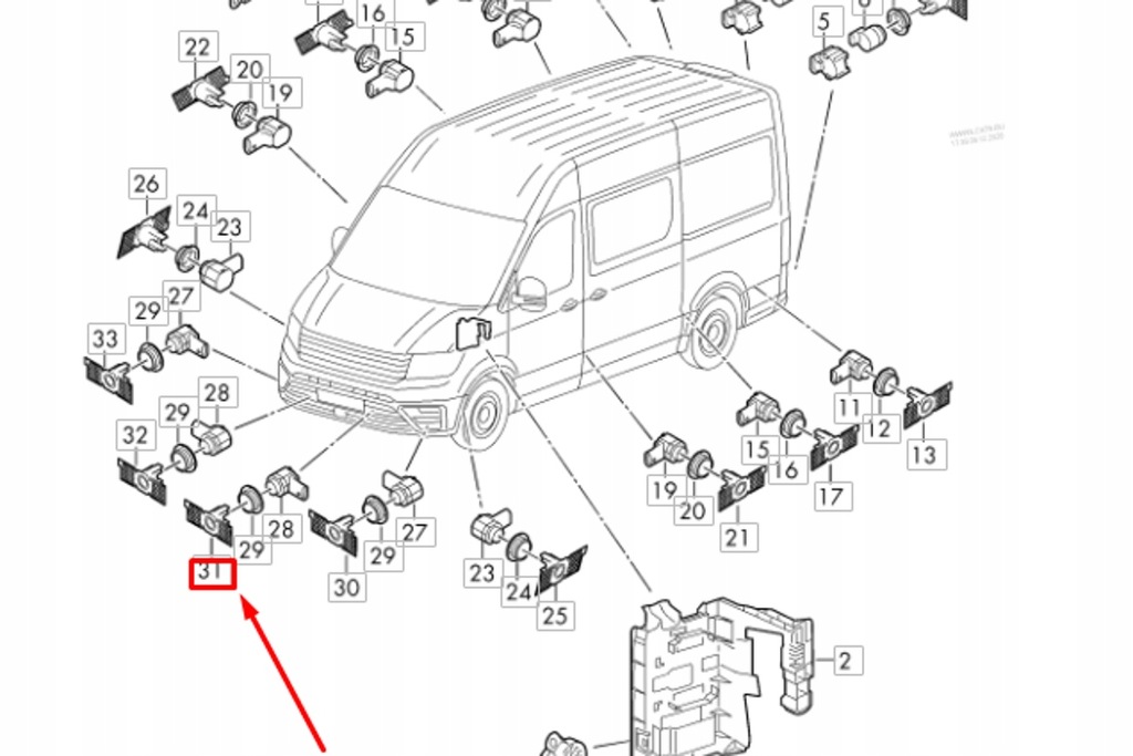 фото №7, Vw crafter mk2 передній лівий середній кронштейн датчика паркування новий orygi