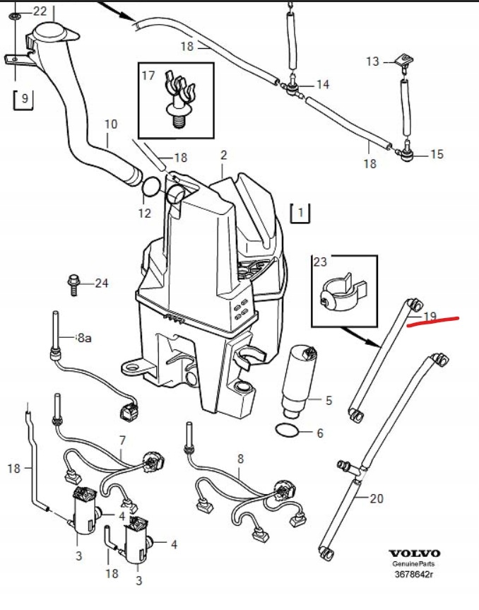 фото №7, Volvo xc90 03- wąż шланг розпилювача лампа