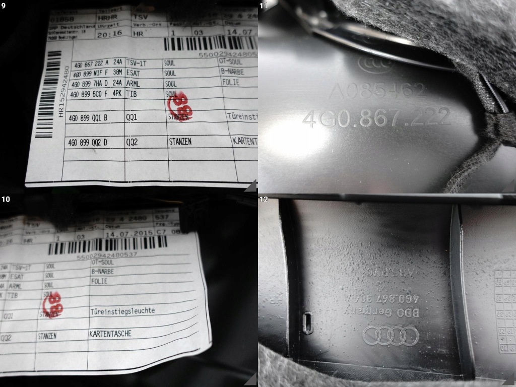 фото №10, Audi a6 s6 4g0 c7 14-18 lift оббивка обшивка двері права задня