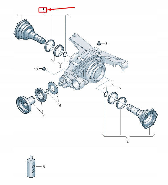 фото №1, Audi q5 fy rear правый drive axle фланцевый вал 0d2598072