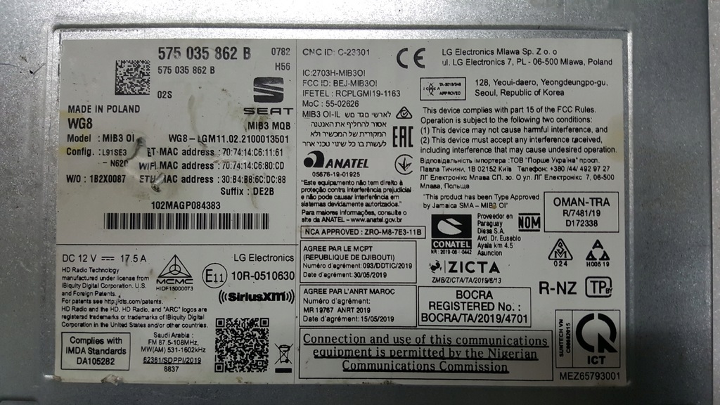 фото №10, Считыватель мультимедиа navi mmi mib3 seat ateca tarraco 575035862b демонтаж