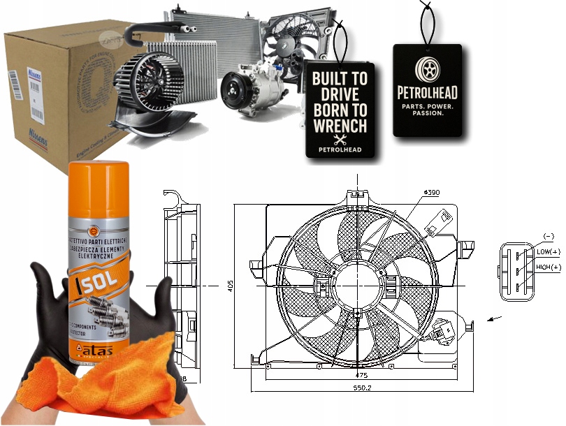 фото №1, Вентилятор радиатора с корпус hyundai accent iv i20 #petrolhead pro+ kit4