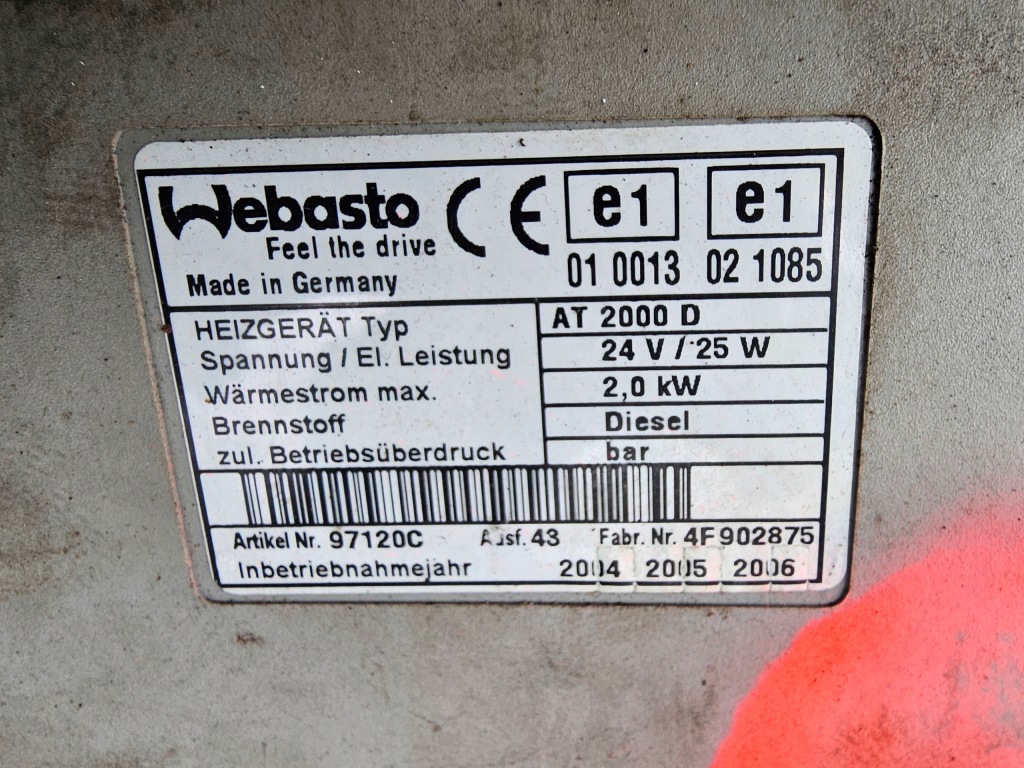 Webasto piecyk обігрівач стояночний air top at 2000 d 24v 2 kw 25w Зі Шроту