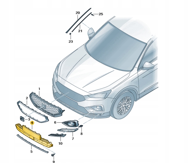 фото №1, Решітка радіатора seat tarraco оригінальний номер 5fj853635a9b9