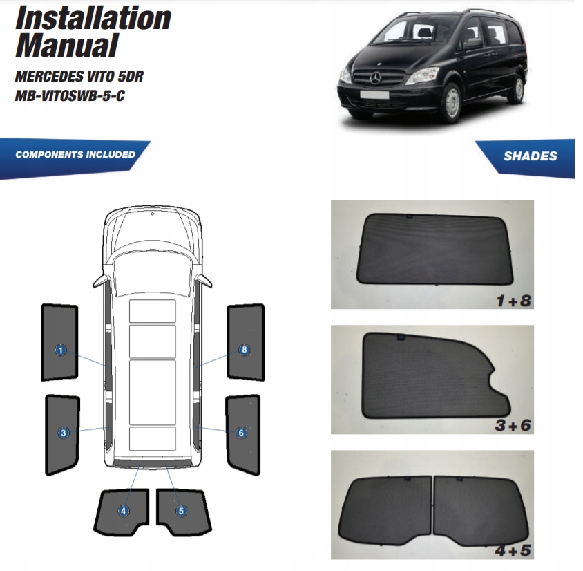 фото №15, Шторки защита mercedes vito short 2015- защита шторка солнцезащитные