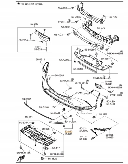 фото №1, Профиль молдинг бампера - mazda cx-9 tc 2017-2022 tky050120a