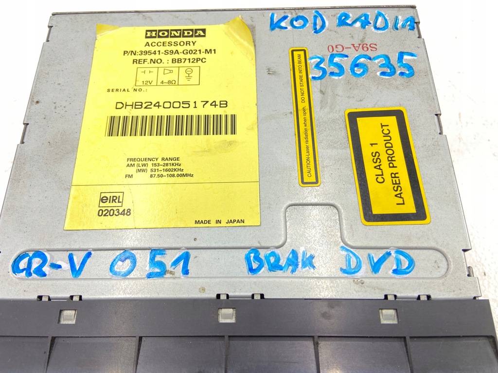фото №8, Радио заводской навигация gps + kod радио honda cr-v ii 2002-2006r.