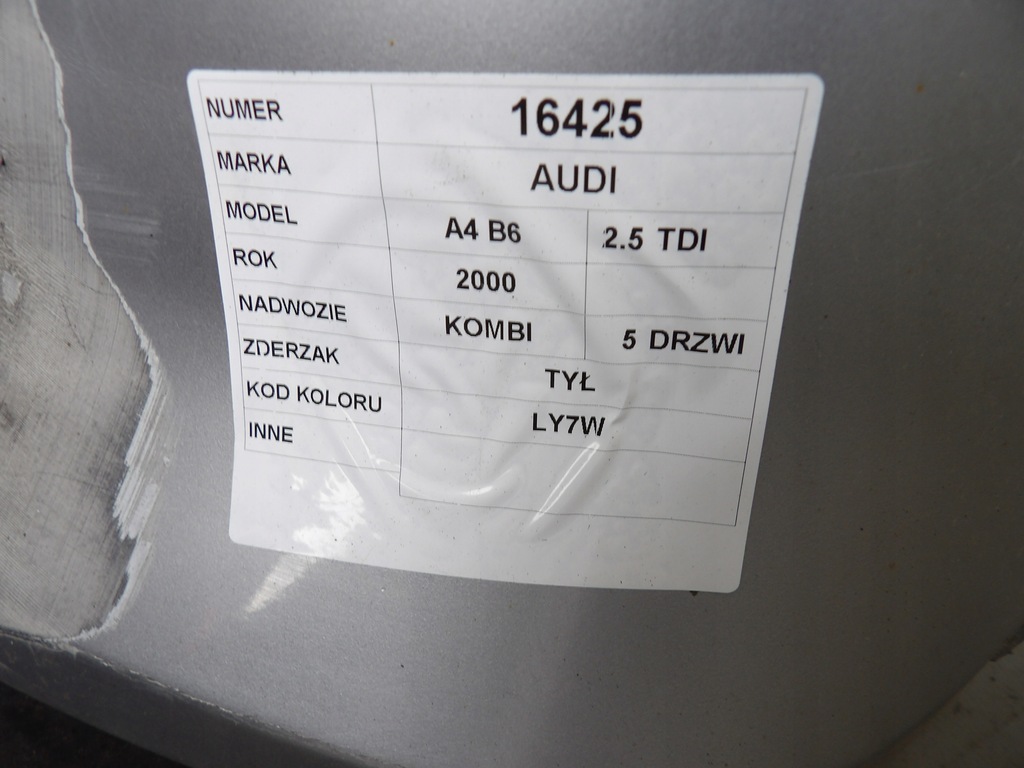 фото №8, Audi a4 b6 бампер задняя lak. ly7w kombi