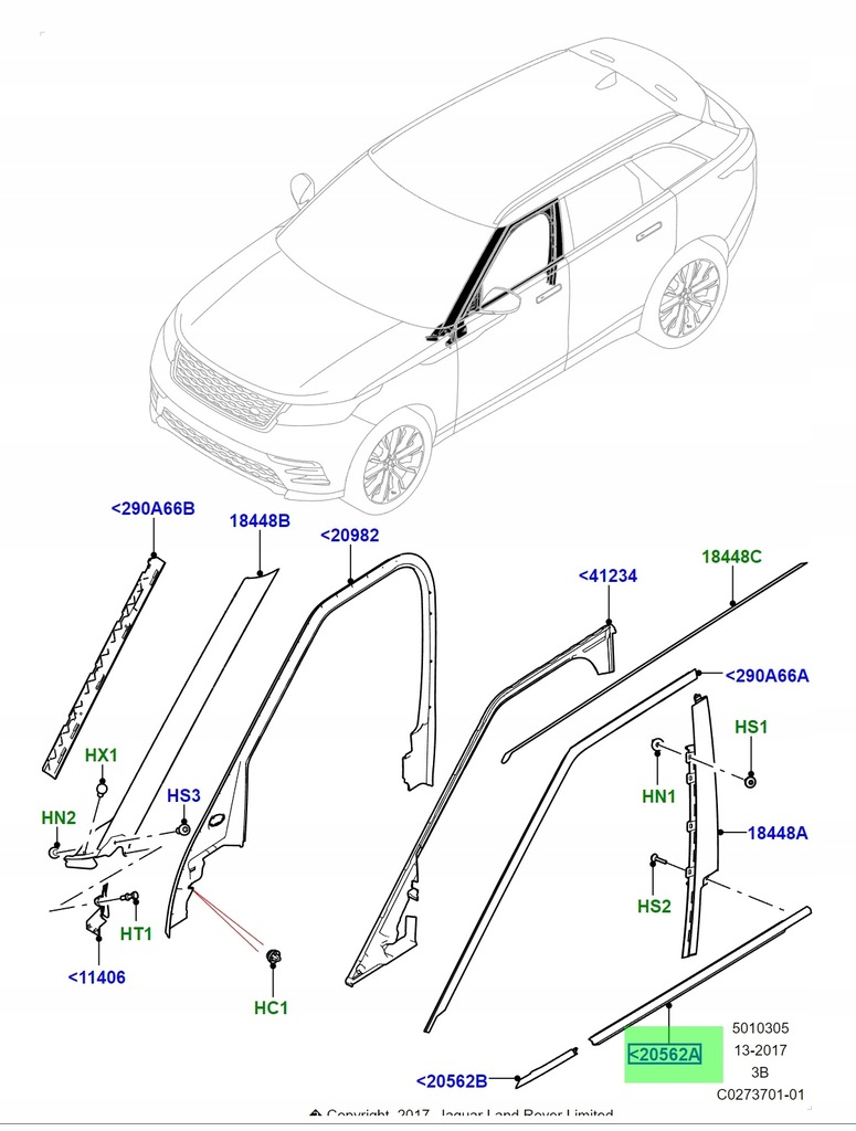 фото №8, Nowa оригінальна молдинг скло w двері ліва передні velar l560 17- lr163572