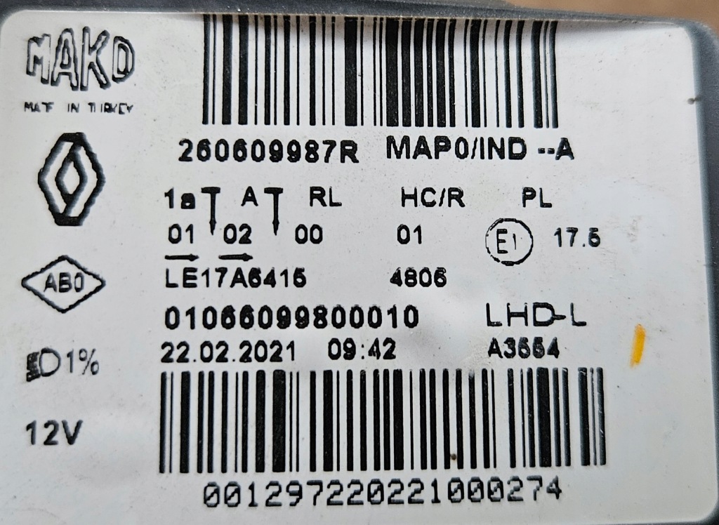 Renault captur v 5 19-24 фара левая full led 260609987r Оригинал