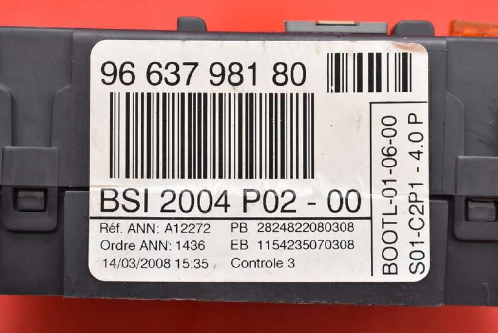 фото №7, Коробка запобіжників bsi 9663798180 peugeot 308 i t7 1.4 vti 95 km 07-11