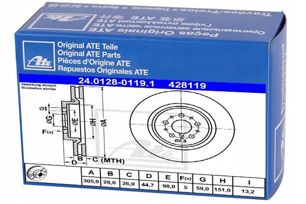 фото №1, Ate 24.0128-0119.1 диск тормозная