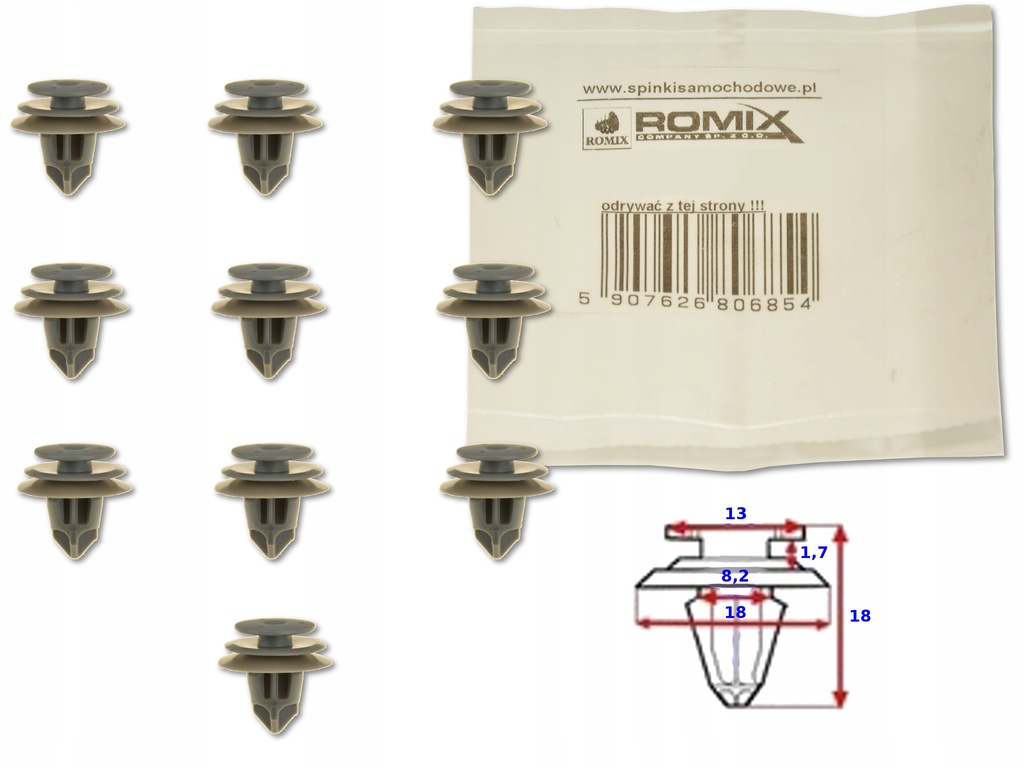 фото №1, Honda cr-v ii 01-06 кліпса кліпса штифт обшивка дверей 10x