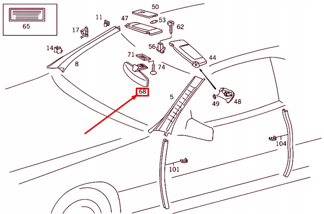 Mercedes-benz sl r129 дзеркало заднього виду внутрішнє a12981000179051 Ціна
