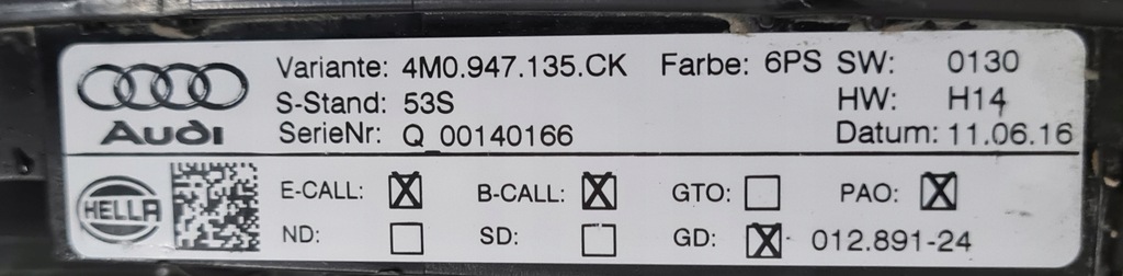 фото №5, Audi q7 sq7 лампа стельовий s-line 4m0947135ck