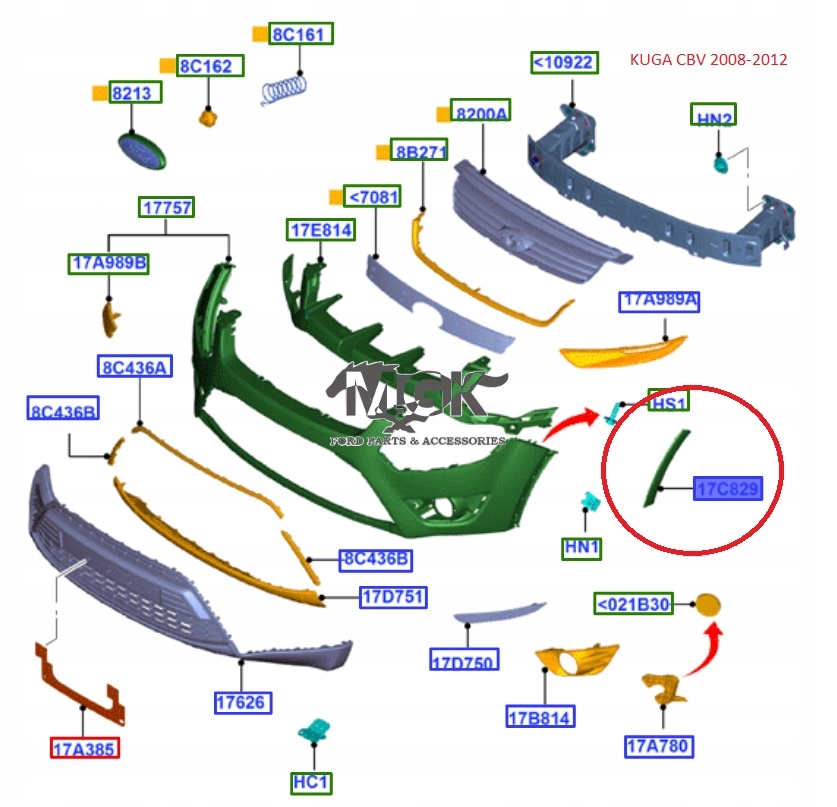 фото №15, Молдинг бампера ліва kuga mk1 2008-2012 оригінальний номер