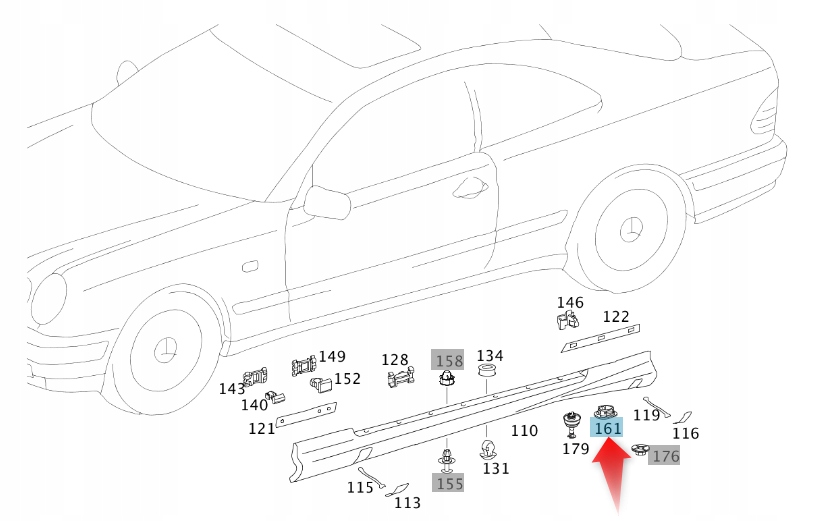 фото №3, Заглушка накладки порога clk c208 mercedes