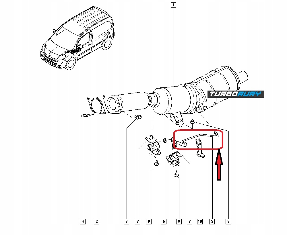 фото №5, Шланг труба wąż тиску вихлопних газів renault grand kangoo ii 1.5dci 8200708175