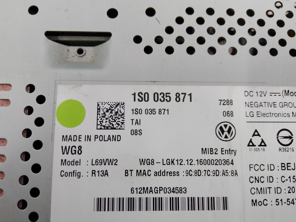 фото №2, Vw up 1.0 mpi 2017 панель радио 1s0035871