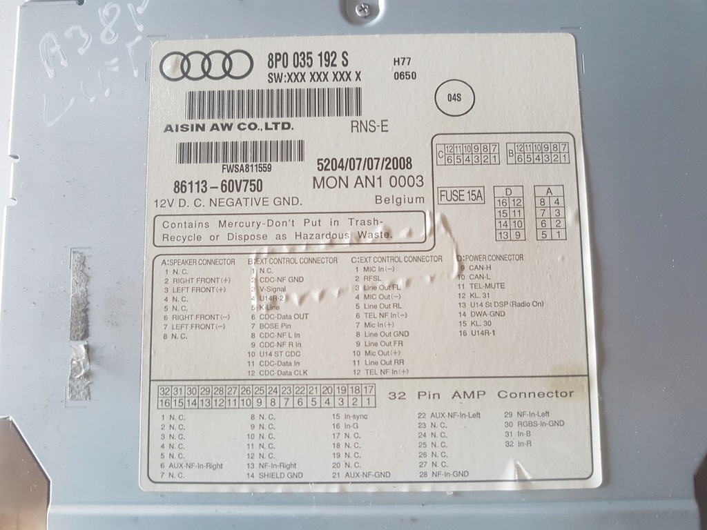 фото №4, Audi a3 8p lift 08-12r навігація радіо 8p0035192s