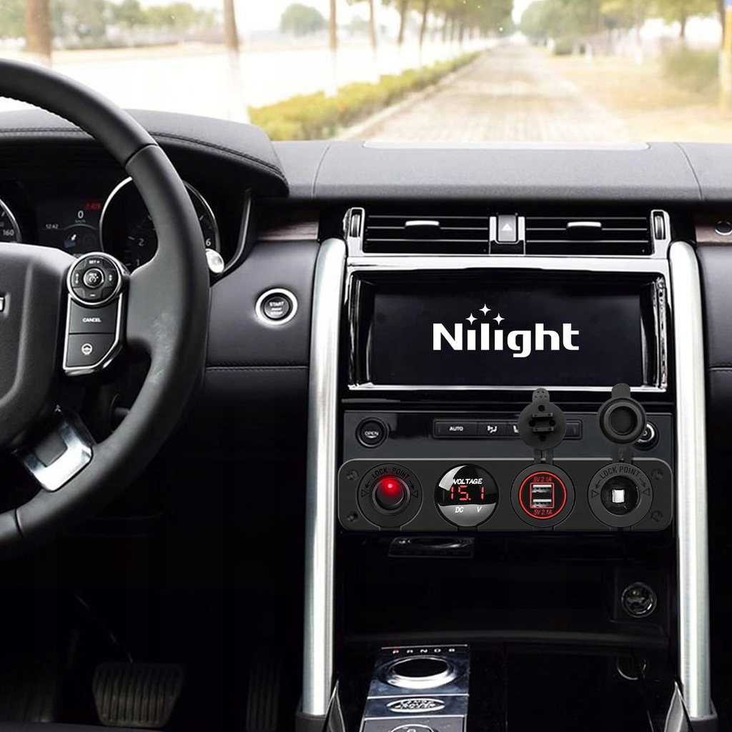 фото №7, 4-w-1 роз'єм зарядний пристрій перемикач панель woltomierz прикурювача 2x usb