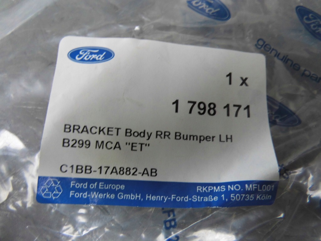 фото №12, Напрямна лівий бампера задня fiesta 2008-19 _ ford оригінальний номер _ 1798171 _ c1bb-17a882-ab