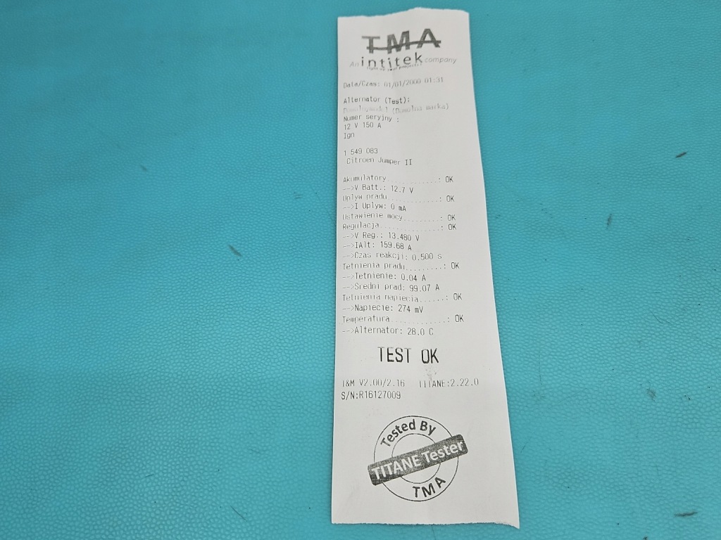 Test генератор citroen jumper 2 06-14 0125711102 2.2 hdi с Разборки