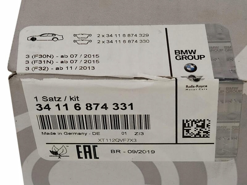 фото №6, Оригинальный номер bmw тормозные диски+ тормозные колодки перед bmw 3 gt f34 300mm