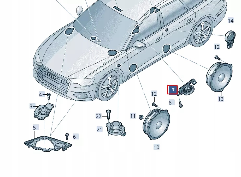 фото №1, Audi a6 c8 правый передняя стойка громкоговоритель 4k0035710