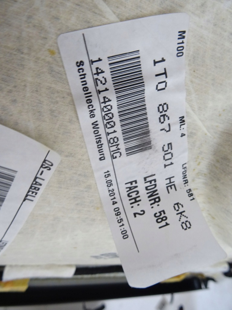 Vw touran рестайлінг  1t0867501 подушка безпеки підкрилок в Україні