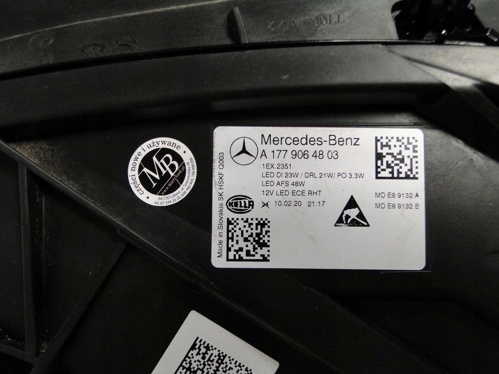фото №10, Mercedes a klasa 177 w177 лампа передня права led high performance