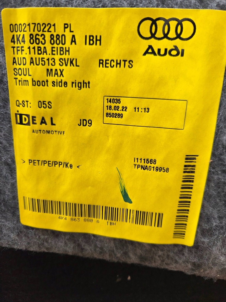 фото №9, Audi q8 e-tron s 4ke оббивка багажника обшивки підлога поріг 4k4863880a