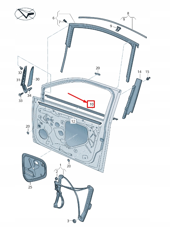 фото №5, Vw golf sportsvan am передняя часть left window отверстие уплотнитель 510837477c5ap