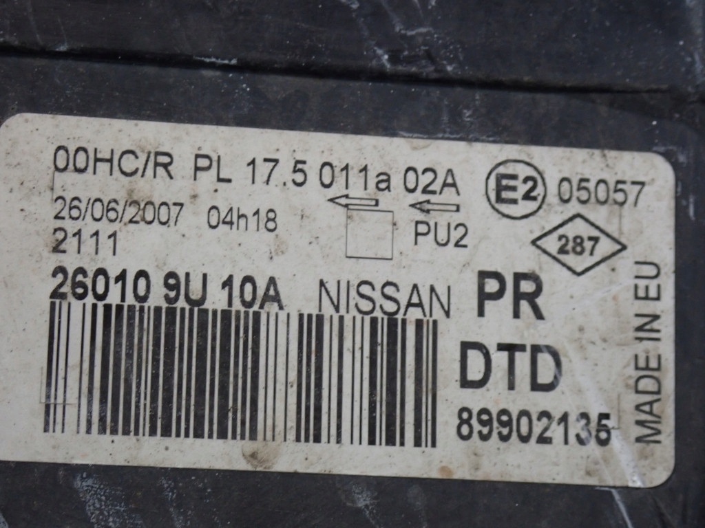 фото №9, Nissan note e11 i 05-09 лампа перед правая фара правый eu 260109u10a