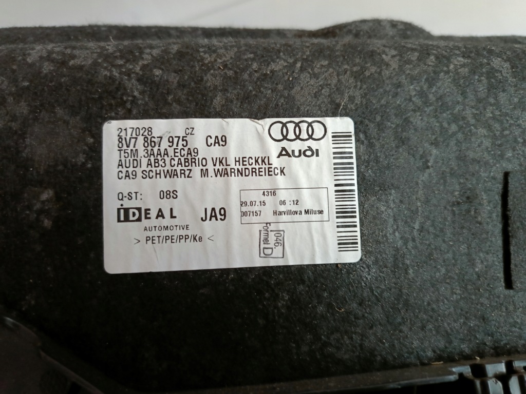 Захист кришки задній 8v7867975 audi a3 кабріолет Зі Шроту