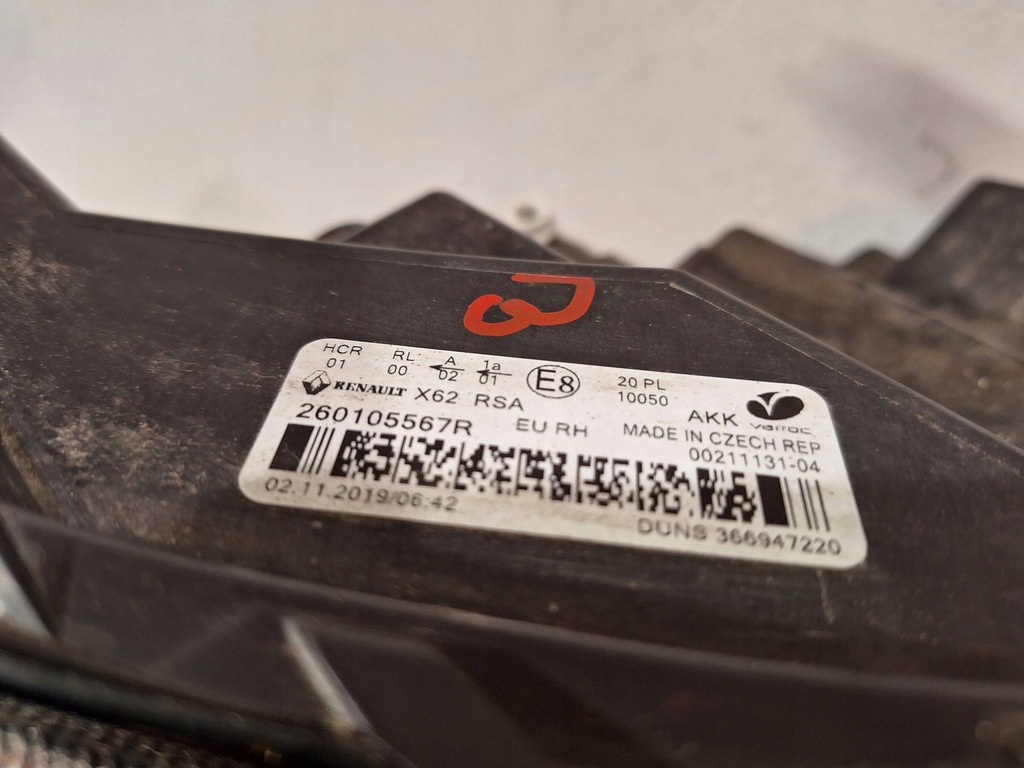 фото №8, Лампа перед правая 260105567r renault master iii iv movano b lift 19-