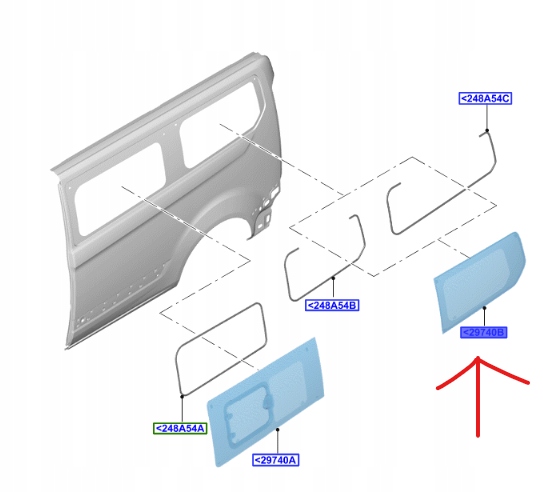 фото №1, Окошко боковой 3 rzędu правое ford transit custom 2018- оригинальный номер