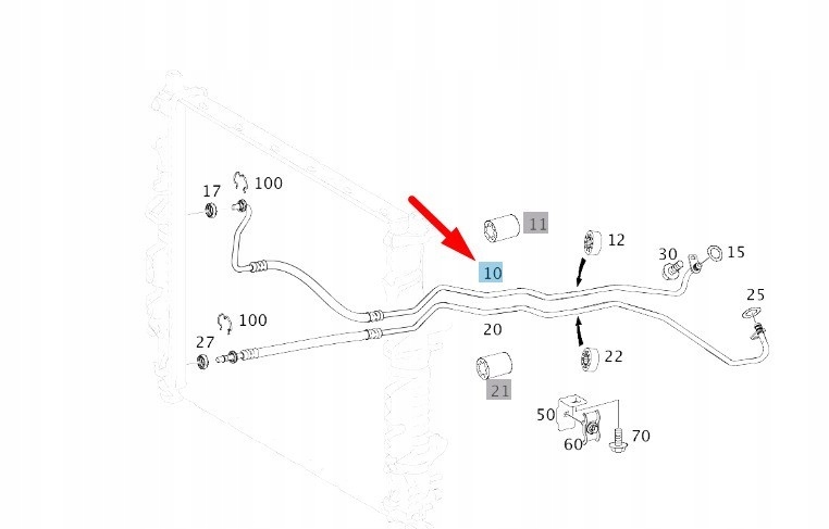 фото №2, Mb r w251 wąż радіатора оливи коробки передач