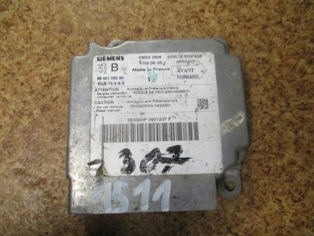 фото №1, Модуль датчик air bag peugeot 307 9650109280
