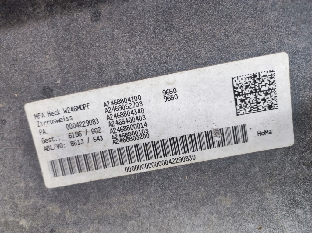 фото №9, Бампер задняя mercedes b-klasa w246 lift + жгут pdc + датчики a2468853525