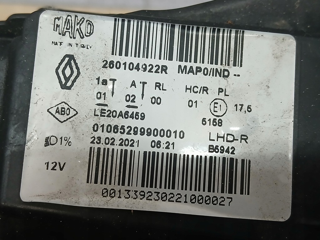 фото №6, Лампа перед правая renault clio v 5 full led 260104922r