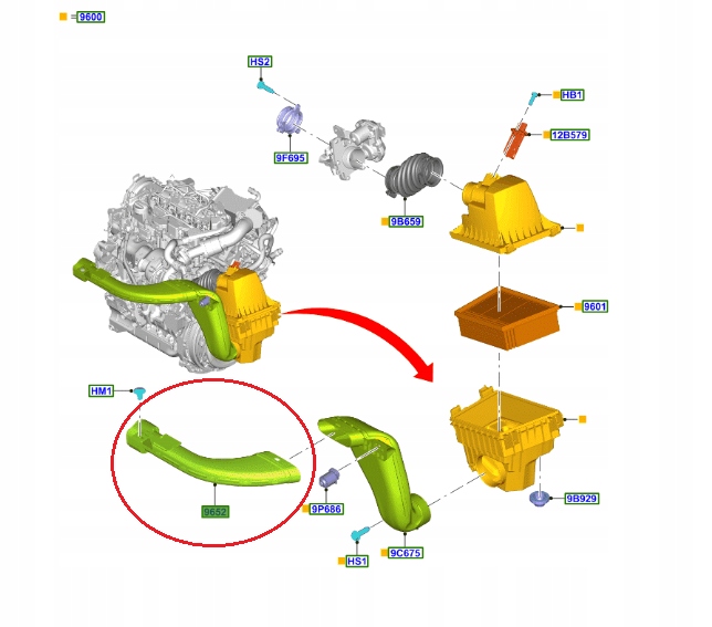 фото №14, Шланг труба повітрозабірник повітря ecosport 2017- _ 2067167 _ gn15-9e635-ab