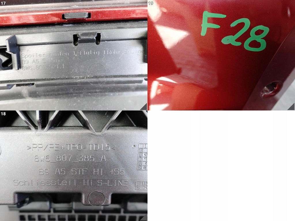 Audi a5 s-line 8w6 8w8 b9 купе / sportback 16-19 бампер + спойлер t7 ly3s Оригинал